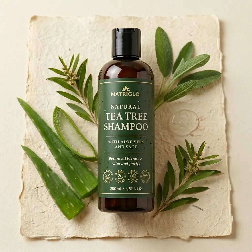natural tea tree shampoo with aloe vera and sage purifying haircare uk Natriglo Home 3